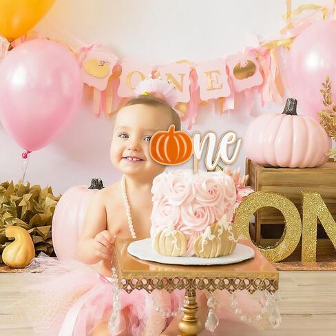 Pumpkin One Cake Topper - Little Pumpkin Cake Topper, Halloween Fall First Birthday Party Decorations, My First Thanksgiving Day Decor for Cake Smash Props in Kuwait