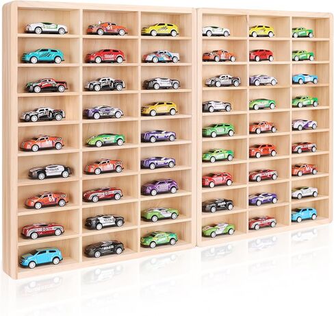 Hotwheels Wooden Display Case,54 Space,for Hotwheels Storage Display Shelf,for 1/64 Scale Toy Cars,Wall Mount ,Model car Display Organizer,Collapsible Toy Car Storage(Only case) in Saudi Arabia