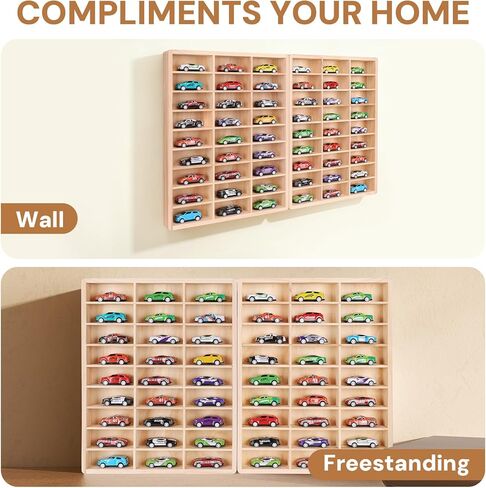 Hotwheels Wooden Display Case,54 Space,for Hotwheels Storage Display Shelf,for 1/64 Scale Toy Cars,Wall Mount ,Model car Display Organizer,Collapsible Toy Car Storage(Only case) in Saudi Arabia