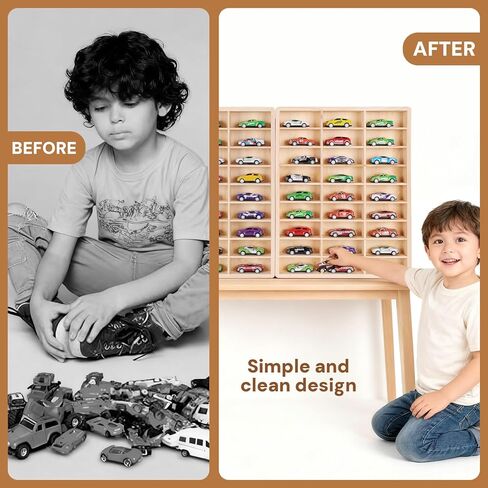 Hotwheels Wooden Display Case,54 Space,for Hotwheels Storage Display Shelf,for 1/64 Scale Toy Cars,Wall Mount ,Model car Display Organizer,Collapsible Toy Car Storage(Only case) in Saudi Arabia