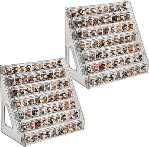 2 Pack 7 Layers Clear Display Shelf for Funko Pop Clear Acrylic Display Case for Miniature Mini Action Storage Mini Collectible Toys Display Shelf for Bitty Pop Compatible with Bitty Pops Funko(Gray) in Saudi Arabia
