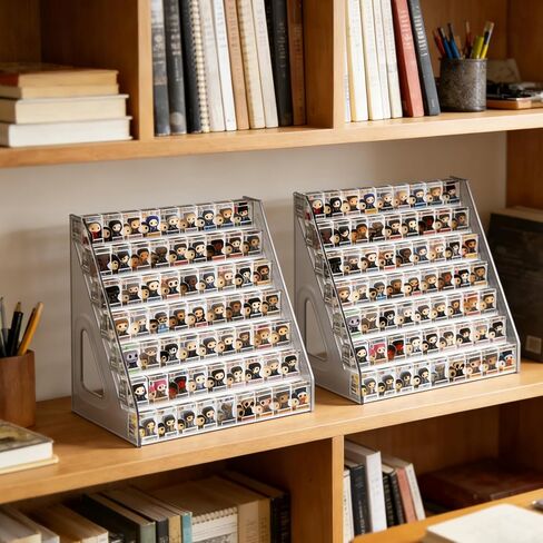 2 Pack 7 Layers Clear Display Shelf for Funko Pop Clear Acrylic Display Case for Miniature Mini Action Storage Mini Collectible Toys Display Shelf for Bitty Pop Compatible with Bitty Pops Funko(Gray) in Saudi Arabia
