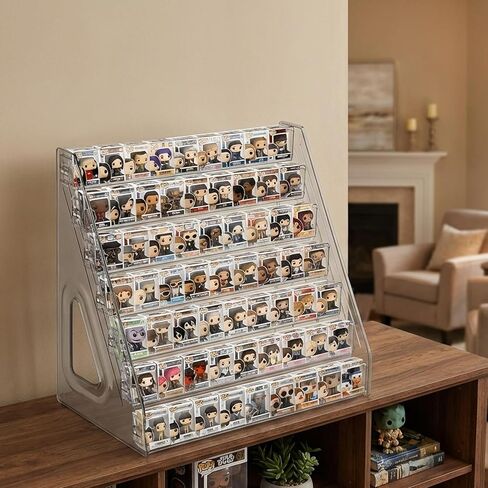2 Pack 7 Layers Clear Display Shelf for Funko Pop Clear Acrylic Display Case for Miniature Mini Action Storage Mini Collectible Toys Display Shelf for Bitty Pop Compatible with Bitty Pops Funko(Gray) in Saudi Arabia