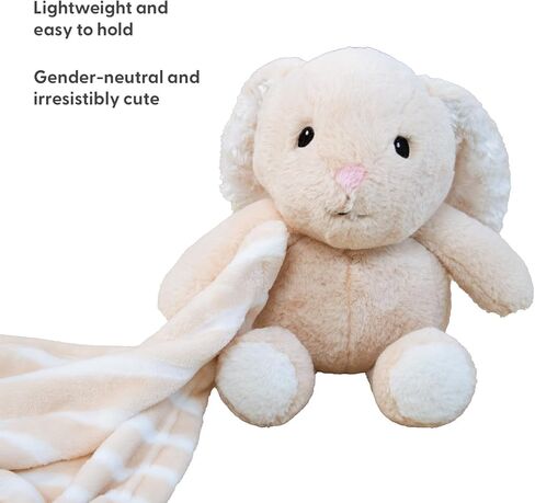 The Peanutshell Gift Set Adorable Fluffy Stuffed Animal Bunny Rabbit & Pink Baby Blanket for Girls, Cute Plushies, Plush Toy Stuff, Newborn Toddler, Kids, Birthday, Christmas, Age 0+ in Saudi Arabia