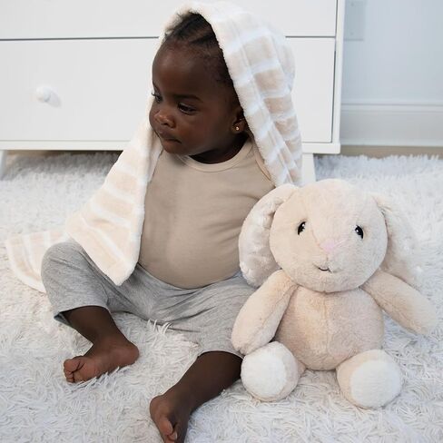 The Peanutshell Gift Set Adorable Fluffy Stuffed Animal Bunny Rabbit & Pink Baby Blanket for Girls, Cute Plushies, Plush Toy Stuff, Newborn Toddler, Kids, Birthday, Christmas, Age 0+ in Saudi Arabia