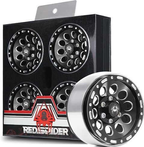 REDSPIDER 1.9 Beadlock Wheels（4pcs） Aluminum alloy 1.9 Wheels 12mm Hex for 1/10 RC Crawler SCX10 Pro TRX4 TRX6 VS4-10 Gen8 1.9 Crawler Tire (Black) in Saudi Arabia