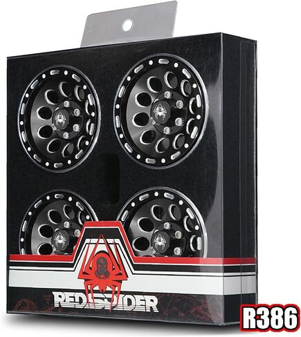 REDSPIDER 1.9 Beadlock Wheels（4pcs） Aluminum alloy 1.9 Wheels 12mm Hex for 1/10 RC Crawler SCX10 Pro TRX4 TRX6 VS4-10 Gen8 1.9 Crawler Tire (Black) in Saudi Arabia