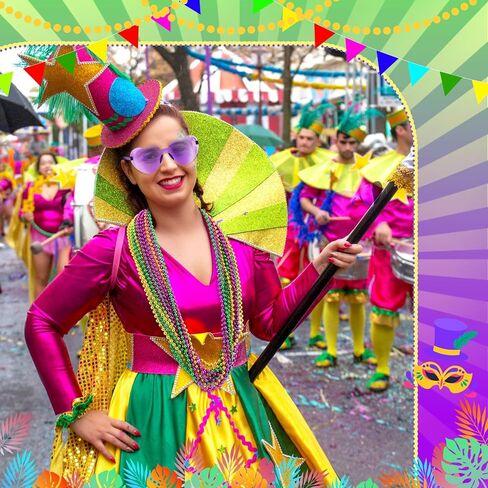 Civaner 36 Pcs Mardi Gras Beads Necklaces and 3 Pcs Heart Sunglasses Bulk Gold Purple Green Mardi Gras Necklaces Carnival Costumes Decorations for Carnival Parade Supplies in Saudi Arabia