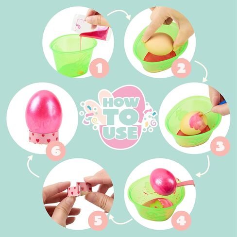 JOYIN 34 قطعة من صبغات بيض عيد الفصح اللامعة لتزيين صبغات البيض DIY عدة صبغات سائلة متعددة الألوان مع فرش، مجموعة تلوين البيض DIY لأنشطة عيد الفصح للأطفال، والحفلات ذات الطابع الخاص، ومتعة الصيد. in Saudi Arabia