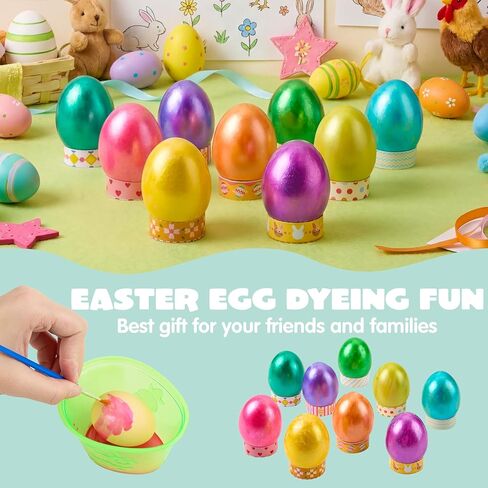 JOYIN 34 قطعة من صبغات بيض عيد الفصح اللامعة لتزيين صبغات البيض DIY عدة صبغات سائلة متعددة الألوان مع فرش، مجموعة تلوين البيض DIY لأنشطة عيد الفصح للأطفال، والحفلات ذات الطابع الخاص، ومتعة الصيد. in Saudi Arabia