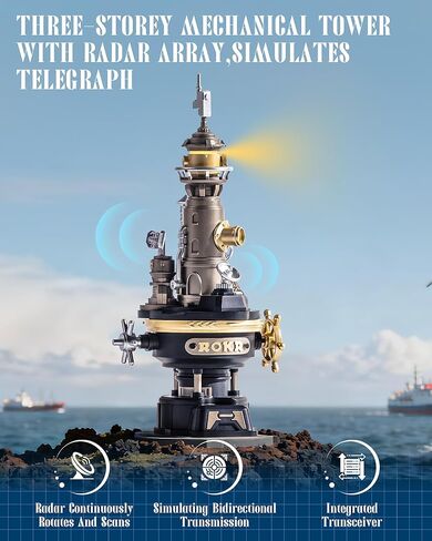 أحجية ميكانيكية ثلاثية الأبعاد منارة ROKR Navi Lighthouse، مجموعة بناء مضاءة ذاتية الصنع للبالغين، مجموعات بناء معدنية، ديكور مكتب وهدايا عيد الميلاد، قابلة للتوصيل بسلسلة Mechmix in Kuwait