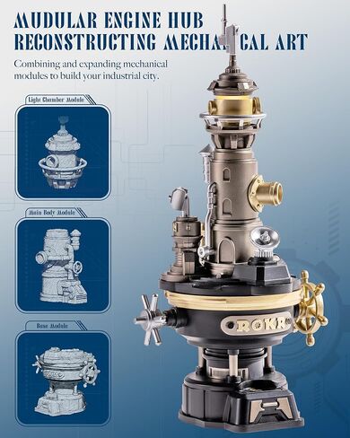 أحجية ميكانيكية ثلاثية الأبعاد منارة ROKR Navi Lighthouse، مجموعة بناء مضاءة ذاتية الصنع للبالغين، مجموعات بناء معدنية، ديكور مكتب وهدايا عيد الميلاد، قابلة للتوصيل بسلسلة Mechmix in Kuwait
