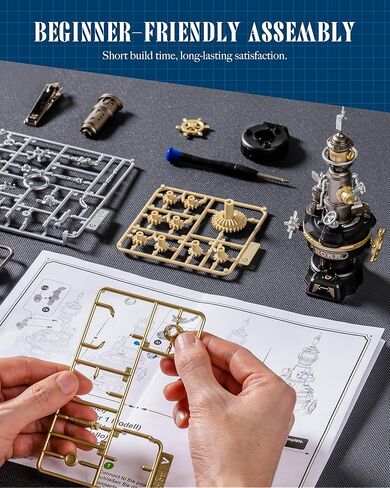 أحجية ميكانيكية ثلاثية الأبعاد منارة ROKR Navi Lighthouse، مجموعة بناء مضاءة ذاتية الصنع للبالغين، مجموعات بناء معدنية، ديكور مكتب وهدايا عيد الميلاد، قابلة للتوصيل بسلسلة Mechmix in Kuwait