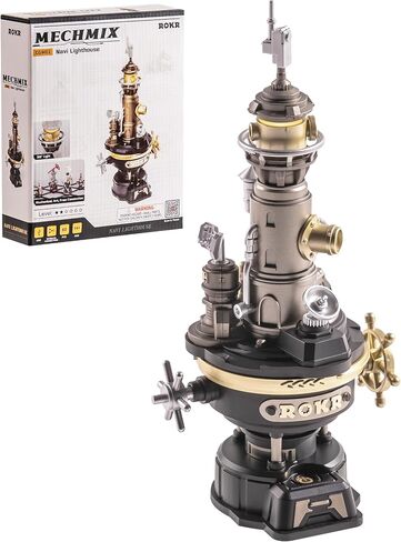 أحجية ميكانيكية ثلاثية الأبعاد منارة ROKR Navi Lighthouse، مجموعة بناء مضاءة ذاتية الصنع للبالغين، مجموعات بناء معدنية، ديكور مكتب وهدايا عيد الميلاد، قابلة للتوصيل بسلسلة Mechmix in Kuwait