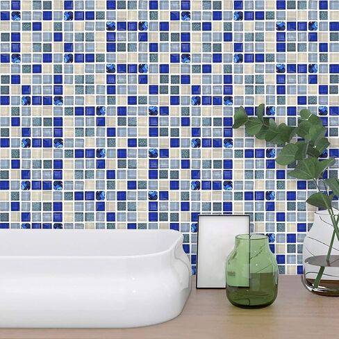 18pcs Mosaic Tile Transfer Stickers, Easy Peel and Stick, Reusable and Durable, for Kitchen and Bathroom (013) in Saudi Arabia