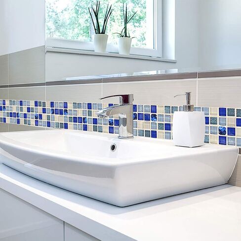 18pcs Mosaic Tile Transfer Stickers, Easy Peel and Stick, Reusable and Durable, for Kitchen and Bathroom (013) in Saudi Arabia