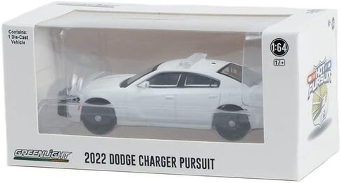 Greenlight 43002-L Hot Pursuit - 2022 دودج تشارجر بيرسوت بوليس كروزر - أبيض مع شريط إضاءة وقضيب دفع بمقياس 1:64 دييكاست in Saudi Arabia