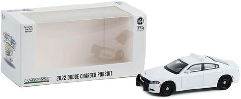 Greenlight 43002-L Hot Pursuit - 2022 دودج تشارجر بيرسوت بوليس كروزر - أبيض مع شريط إضاءة وقضيب دفع بمقياس 1:64 دييكاست in Saudi Arabia