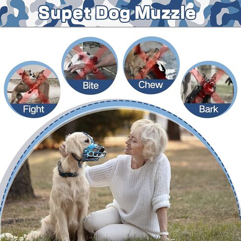 Basket Dog Muzzle for Prevent Biting – Breathable & Adjustable Muzzles for Large, Medium & Small Dogs Allows Panting, Drinking & Treats Perfect for Grooming, Training & Reactive Dog, Blue, Size 4 in Saudi Arabia