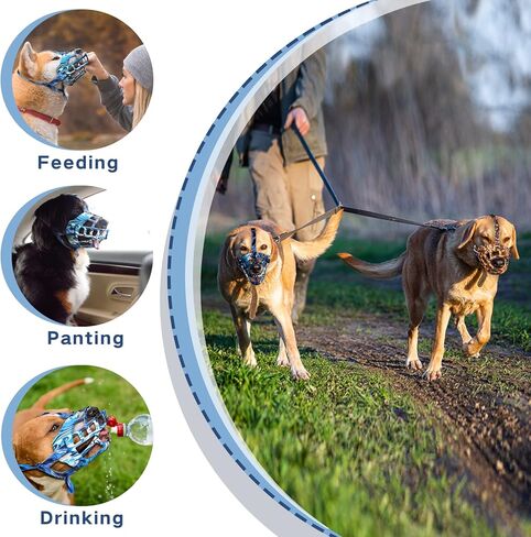 Basket Dog Muzzle for Prevent Biting – Breathable & Adjustable Muzzles for Large, Medium & Small Dogs Allows Panting, Drinking & Treats Perfect for Grooming, Training & Reactive Dog, Blue, Size 4 in Saudi Arabia