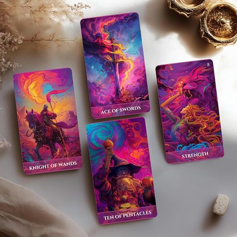 Han Yu Bowen Luminous Arcana Tarot Deck, 78 Tarot Cards with Guidebook, Psychedelic Tarot, Modern Mystic Design for Beginners, Professional Readers, Intuition, Divination, and Spiritual Growth Tool in Saudi Arabia