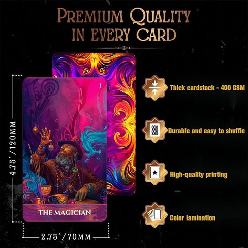 Han Yu Bowen Luminous Arcana Tarot Deck, 78 Tarot Cards with Guidebook, Psychedelic Tarot, Modern Mystic Design for Beginners, Professional Readers, Intuition, Divination, and Spiritual Growth Tool in Saudi Arabia