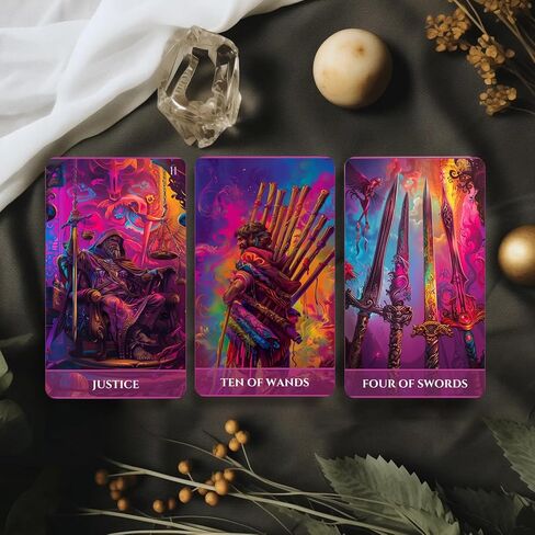 Han Yu Bowen Luminous Arcana Tarot Deck, 78 Tarot Cards with Guidebook, Psychedelic Tarot, Modern Mystic Design for Beginners, Professional Readers, Intuition, Divination, and Spiritual Growth Tool in Saudi Arabia