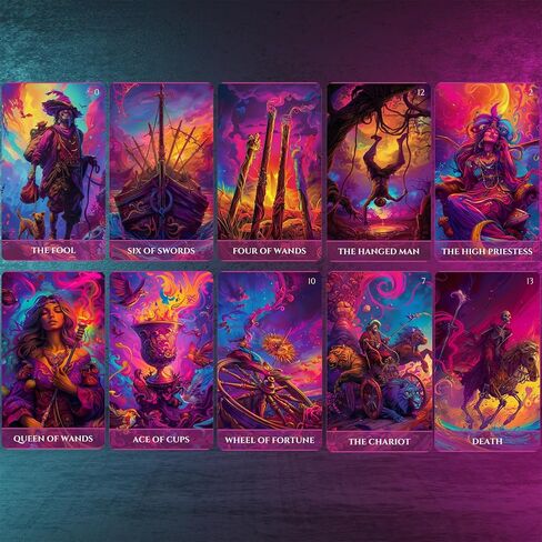 Han Yu Bowen Luminous Arcana Tarot Deck, 78 Tarot Cards with Guidebook, Psychedelic Tarot, Modern Mystic Design for Beginners, Professional Readers, Intuition, Divination, and Spiritual Growth Tool in Saudi Arabia