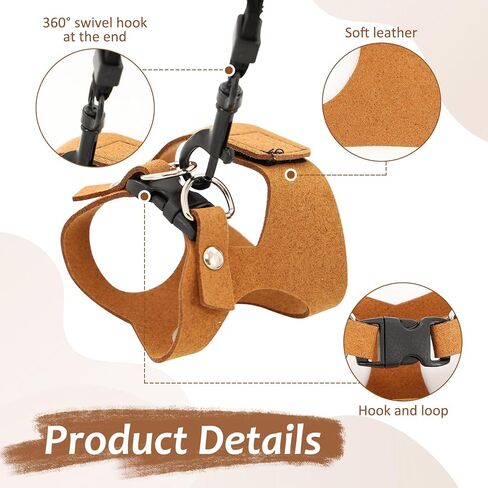 3 Pcs Bearded Dragon Harness and Leash Set Adjustable Leash Soft Leather Bearded Dragon Harness Lizard Accessory for Squirrels and Other Small Reptiles(Brown, 3 Sizes) in Kuwait