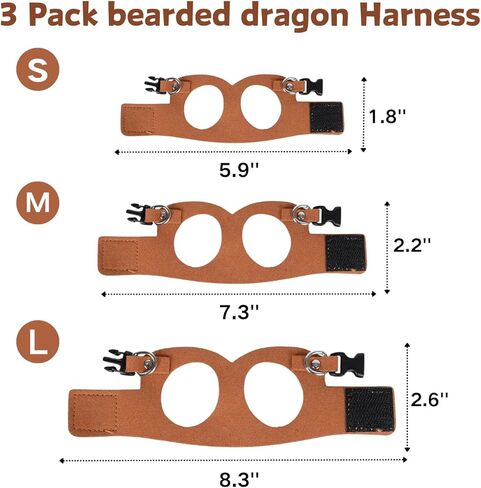 Soft Leath Harness and Leash Set for Bearded Dragon S M L 3 Size Adjustable Lizard Harness Vest Traction Rope Training Walking for Small Animal Reptile Squirrel Rat (Brown) in Kuwait