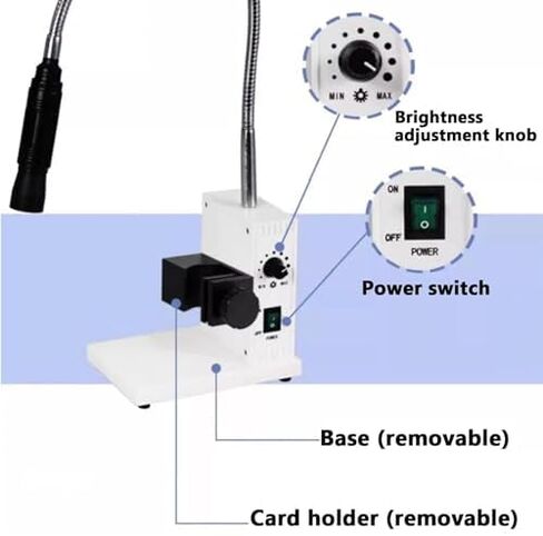 Fiber Optic Microscope Illuminators, Dual Gooseneck LED Lights Source, Angle & Brightness Adjustable, Colour Temperature 6000K, for Stereo Zoom Microscopio in Kuwait