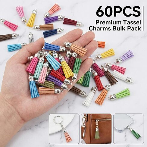 60Pcs 2" Small Tassels for Keychain Making Key Chain Tassel Charms for DIY Crafts Small Tassels for Jewelry Making Handbag Purse, 2 Inch, 30 Color in Saudi Arabia