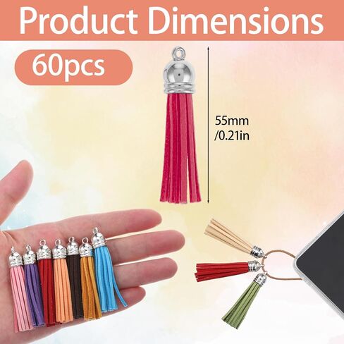 60Pcs 2" Small Tassels for Keychain Making Key Chain Tassel Charms for DIY Crafts Small Tassels for Jewelry Making Handbag Purse, 2 Inch, 30 Color in Saudi Arabia