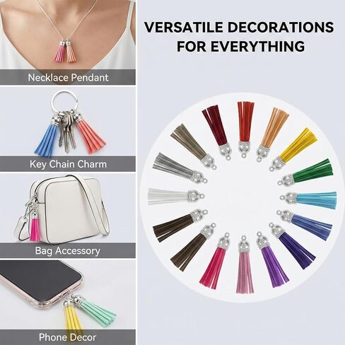 60Pcs 2" Small Tassels for Keychain Making Key Chain Tassel Charms for DIY Crafts Small Tassels for Jewelry Making Handbag Purse, 2 Inch, 30 Color in Saudi Arabia