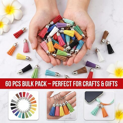 60Pcs 2" Small Tassels for Keychain Making Key Chain Tassel Charms for DIY Crafts Small Tassels for Jewelry Making Handbag Purse, 2 Inch, 30 Color in Saudi Arabia