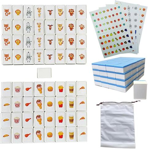 65 Tiles 30mm Seaside Game Blocks, Tiles Escape Game for Kids in ABS Plastic Material Set with 4 DIY Stickers Plastic Mahjong Style, Simple Packaging in Saudi Arabia