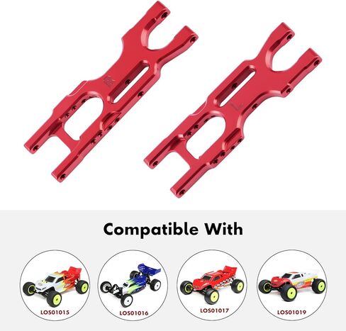مجموعة أذرع التعليق GLOBACT RC F&R من سبائك الألومنيوم لـ Losi 1/16 Mini-B 1/18 Mini-T 2.0 RC أجزاء ترقية شاحنة عربات التي تجرها الدواب استبدال LOS214003 (أحمر) in Saudi Arabia