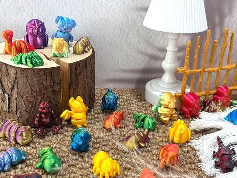 50 Pcs Shimmery Random 3D Printed Mini Animals,3D Printed Flexible Articulated Animals for Party Favors,Kids Student School Classroom Gifts, Carnival Prizes in Saudi Arabia