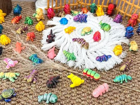 50 Pcs Shimmery Random 3D Printed Mini Animals,3D Printed Flexible Articulated Animals for Party Favors,Kids Student School Classroom Gifts, Carnival Prizes in Saudi Arabia