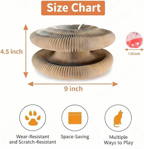1 PCS Cat Toy Scratch Board,Accordion with Ball,Foldable Design,Boosts Claw Health,cat scratching board toy equipped with balls and bells,a cat toy designed specifically for indoor cats. (1 Psc) in Saudi Arabia