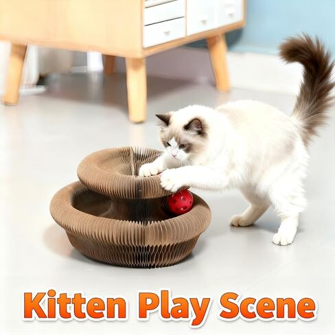 1 PCS Cat Toy Scratch Board,Accordion with Ball,Foldable Design,Boosts Claw Health,cat scratching board toy equipped with balls and bells,a cat toy designed specifically for indoor cats. (1 Psc) in Saudi Arabia