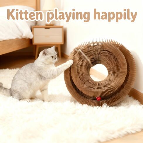 1 PCS Cat Toy Scratch Board,Accordion with Ball,Foldable Design,Boosts Claw Health,cat scratching board toy equipped with balls and bells,a cat toy designed specifically for indoor cats. (1 Psc) in Saudi Arabia
