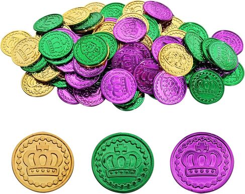 Mardi Gras Gold Coins, Plastic Coins Good Luck Coins Party Favor Coins Plastic Table Sprinkles for Mardi Gras Table Decorations Party Accessory Supplies in Saudi Arabia