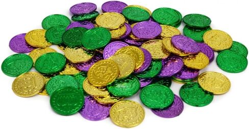Mardi Gras Gold Coins, Plastic Coins Good Luck Coins Party Favor Coins Plastic Table Sprinkles for Mardi Gras Table Decorations Party Accessory Supplies in Saudi Arabia