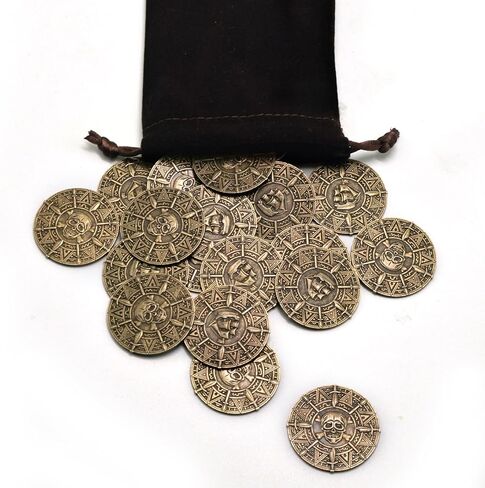 Large Metal Pirate Coins Gold Treasure Coin Set, Metal Replica Spanish Doubloons for Board Games, Tokens,Realistic Money Imitation for Treasure Chest - Size 1.18" (Pirate Copper 50 PCS) in Saudi Arabia