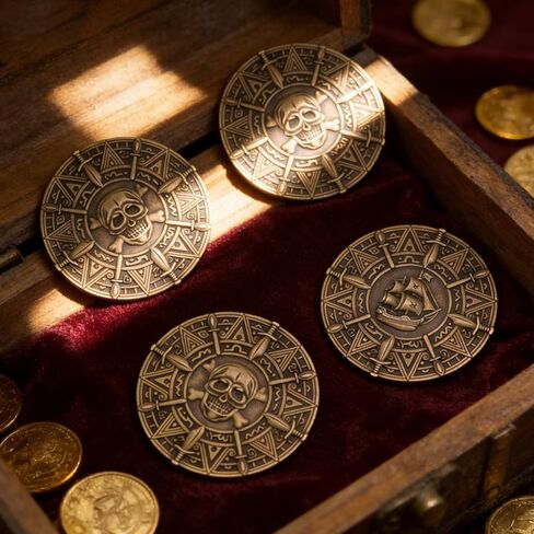 Large Metal Pirate Coins Gold Treasure Coin Set, Metal Replica Spanish Doubloons for Board Games, Tokens,Realistic Money Imitation for Treasure Chest - Size 1.18" (Pirate Copper 50 PCS) in Saudi Arabia