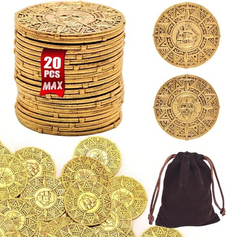 Large Metal Pirate Coins Gold Treasure Coin Set, Metal Replica Spanish Doubloons for Board Games, Tokens,Realistic Money Imitation for Treasure Chest - Size 1.18" (Pirate Copper 50 PCS) in Saudi Arabia