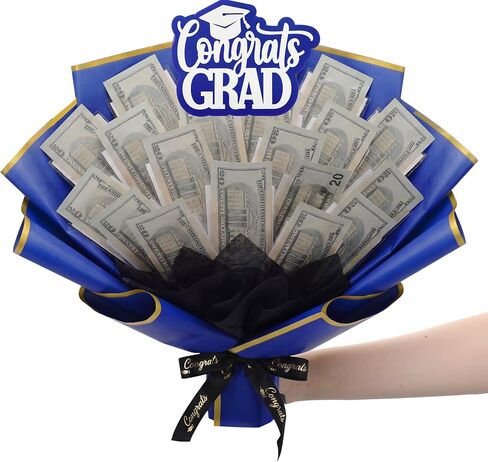 Pre Made Graduation Money Bouquet Money Flower Graduation Gift Class of 2026 Black Gold Fully Assembled Flower Bouquet with Congrats Grad Card Ready to Gift for Middle High School College Women Men in Saudi Arabia