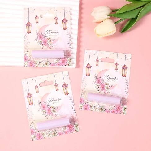 6 Pcs Eid Mubarak Money Holder for Cash, Pink Watercolor Flower Moon Design Ramadan Gift Cards with Plastic Cover and Adhesive, Money Envelopes Ornament for Kid Holiday Muslim Iftar Party in Saudi Arabia