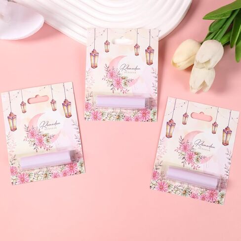 6 Pcs Eid Mubarak Money Holder for Cash, Pink Watercolor Flower Moon Design Ramadan Gift Cards with Plastic Cover and Adhesive, Money Envelopes Ornament for Kid Holiday Muslim Iftar Party in Saudi Arabia
